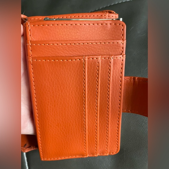 Leather Burnt Orange Bi-Fold Compact Wallet - Picture 9 of 9